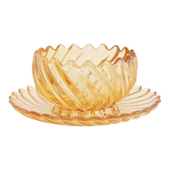 Set of 6 Glass Bowls with Saucer – High Quality (12 Pieces)