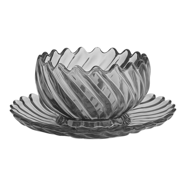 Set of 6 Glass Bowls with Saucer – High Quality (12 Pieces)