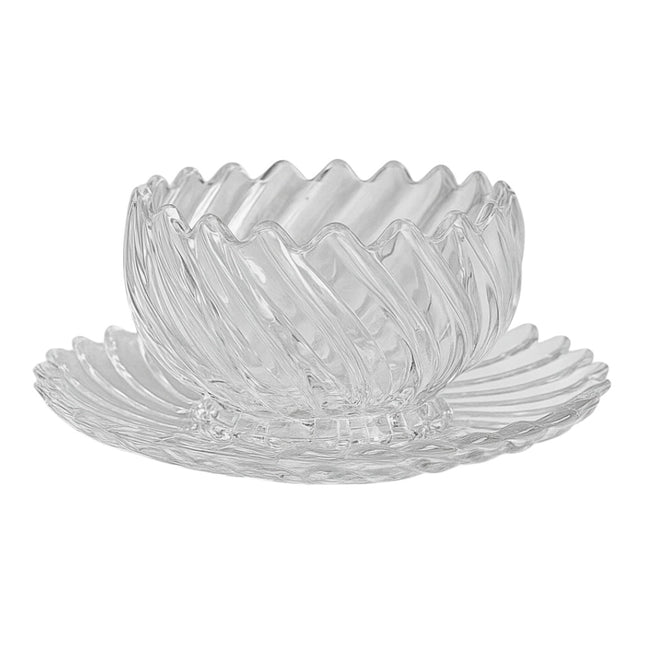 Set of 6 Glass Bowls with Saucer – High Quality (12 Pieces)