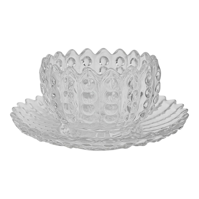 Set of 6 Glass Bowls with Saucer – High Quality (12 Pieces)
