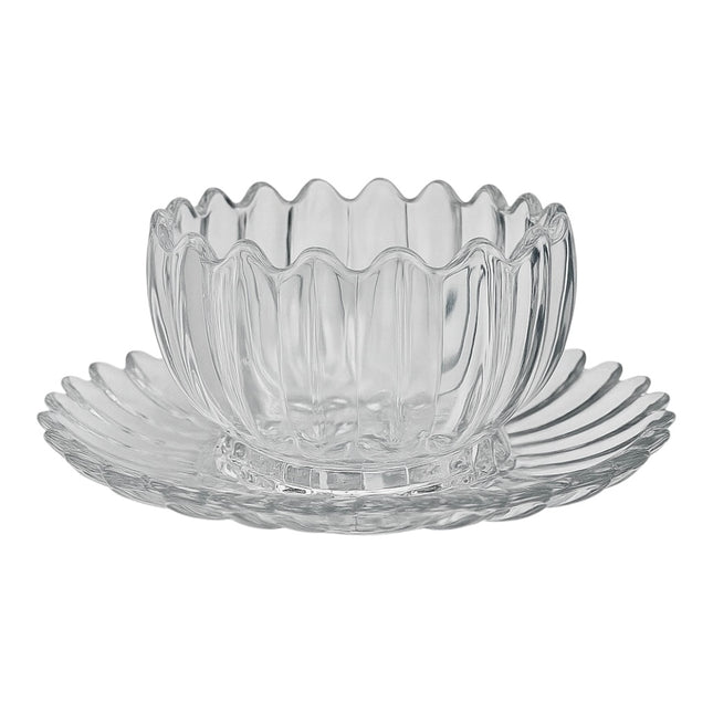 Set of 6 Glass Bowls with Saucer – High Quality (12 Pieces)