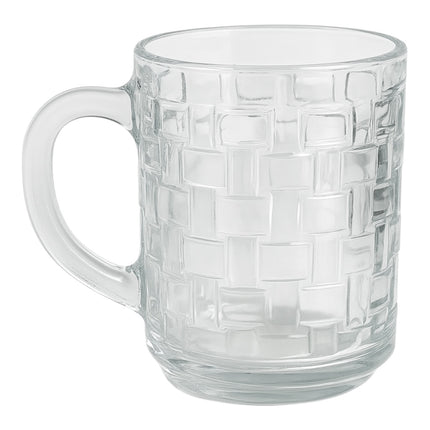 Pack of 6 Square Embossed Glass Cups – Elegance and Style for Your Table