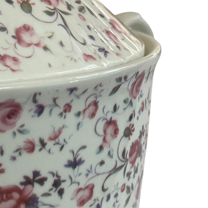 🌸 Porcelain Soup Tureen with Vintage Floral Print – 2 Side Handles
