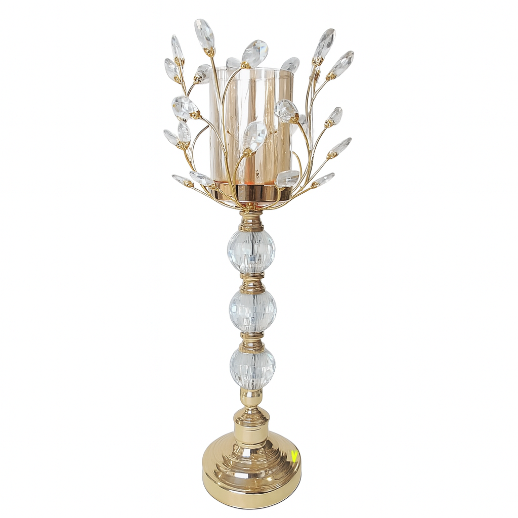 Porta-velas decorativo com copo de vidro em formato de flor