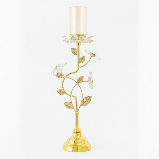 Candelabro Dorado con Detalles de Cristal y Diseño Floral Elegante 🌸✨