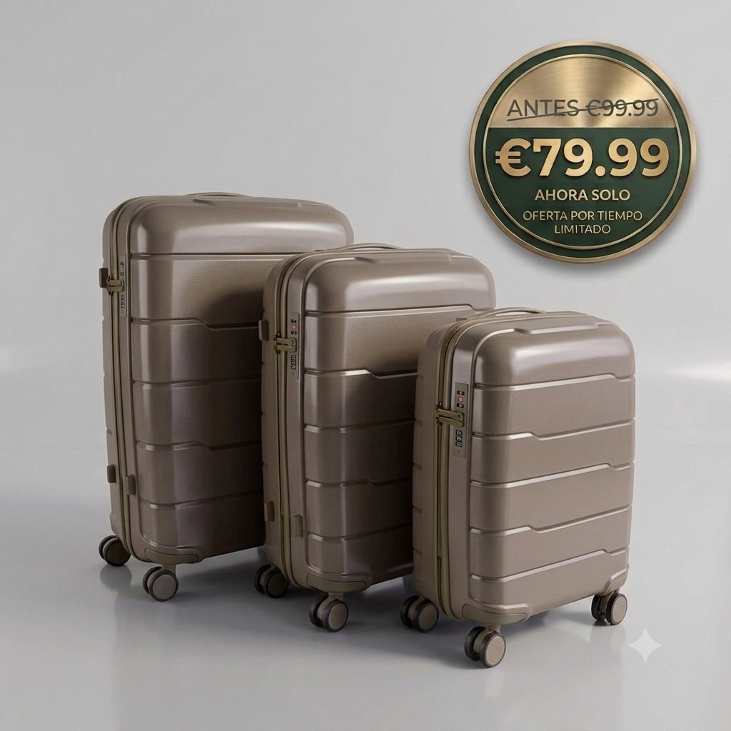 Set de Maletas de Viaje Rígidas Premium (Juego de 3 Piezas)