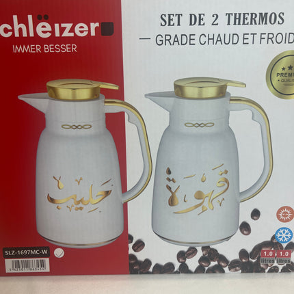Set of 2 jug-type thermoses (White + Gold) ✨ 