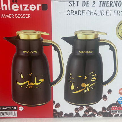 Set of 2 jug-type thermoses (Black + Gold) ✨ 