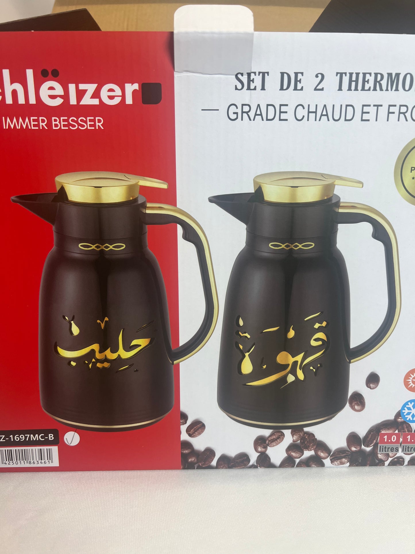 Set de 2 termos tipo jarra (Negro + Dorado) ✨