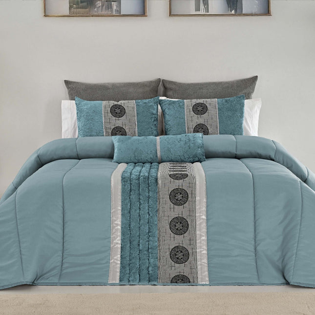 🏯 Colcha TÓQUIO Elegante – Conjunto Decorativo com Três Almofadas, 250 x 260 cm - COR AZUL