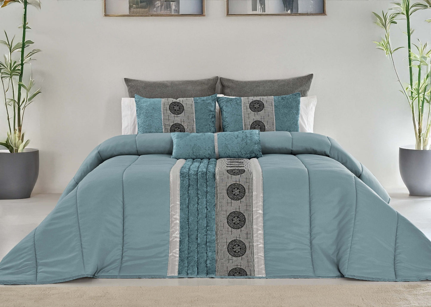 🏯 Colcha TOQUIO Elegante – Conjunto Decorativo con Tres Almohadas, 250 x 260 cm