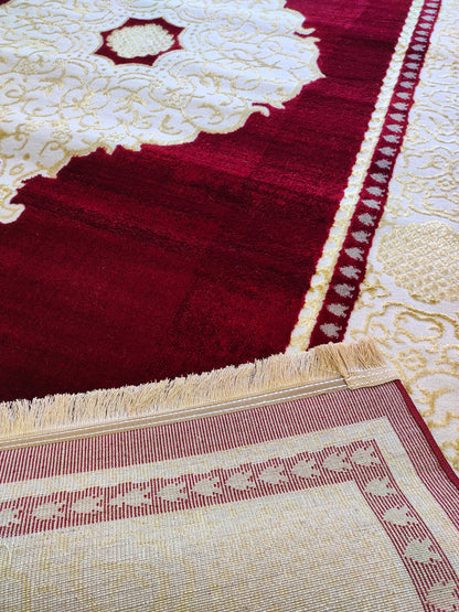 TAPETE KHANJAR DESIGN VERMELHO/DOURADO
