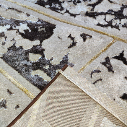 Tapete com estampado de mármore 3D em tons de castanho com detalhes em castanho – efeito brilhante e realista