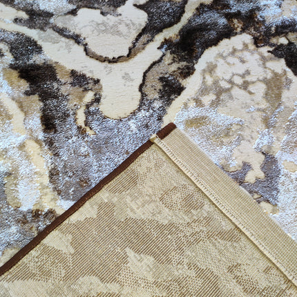 Tapete com estampado de mármore 3D em tons de castanho com detalhes em bege – Estilo natural e sofisticado