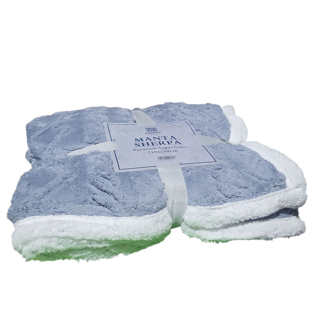 Manta de lã Sherpa 210x230 cm – Manta dupla face em flanela e sherpa, 100% poliéster, super macia e muito quente para o inverno.