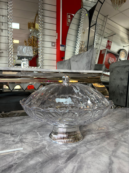 🍰 Expositor Redondo de Plástico con Tapa y Base Dorada o Plata – Elegancia para tus Postres ✨
