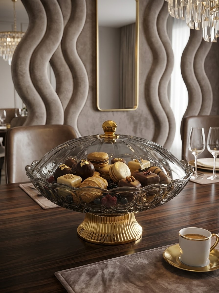 🍰 Expositor Redondo de Plástico con Tapa y Base Dorada o Plata – Elegancia para tus Postres ✨