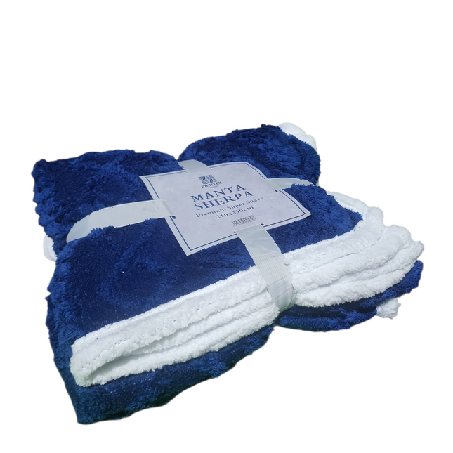 Manta de lã Sherpa 210x230 cm – Manta dupla face em flanela e sherpa, 100% poliéster, super macia e muito quente para o inverno.