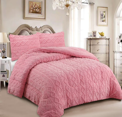 Edredón con Borrego Modelo Trenzas – 230 x 250 cm - COLOR ROSA
