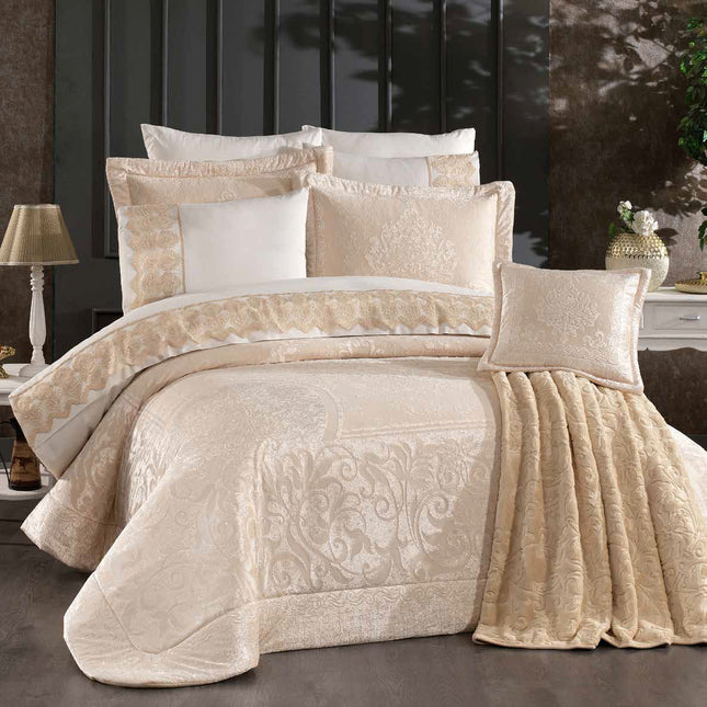 Conjunto de Cama Perez – Luxo e Sofisticação para o Seu Quarto – Cappuccino