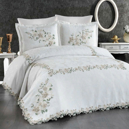 Luxury Bedding Set "Messina" – Floral Elegance for Your Bedroom - CAPPUCCINO COLOR