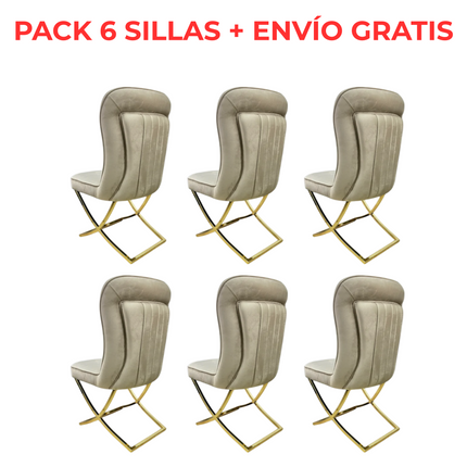 Cadeira de Jantar de Luxo Modelo "Madrid" - Estofamento Bege V-03 e Pernas Douradas ✨