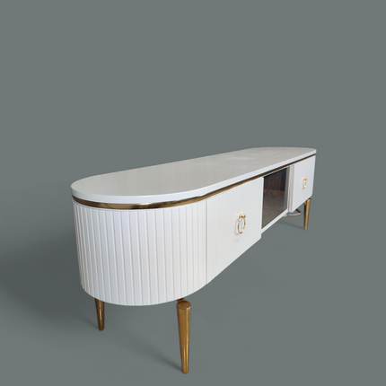 Mesa de TV com lareira digital - WHITE GOLD