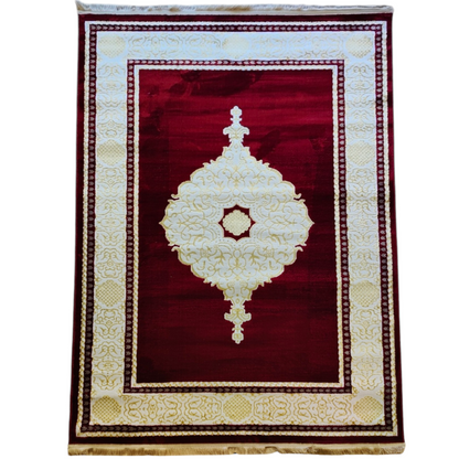 TAPETE KHANJAR DESIGN VERMELHO/DOURADO
