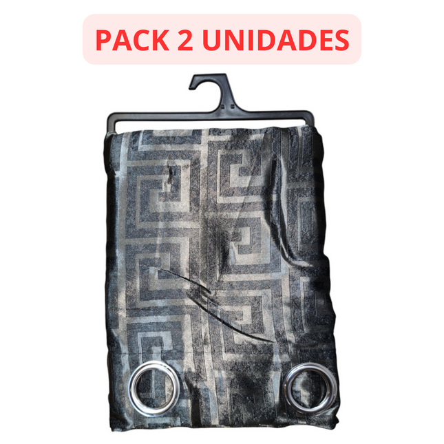 CORTINA MODELO VERSACE OPACA 140 X 260 CM - COLOR NEGRO