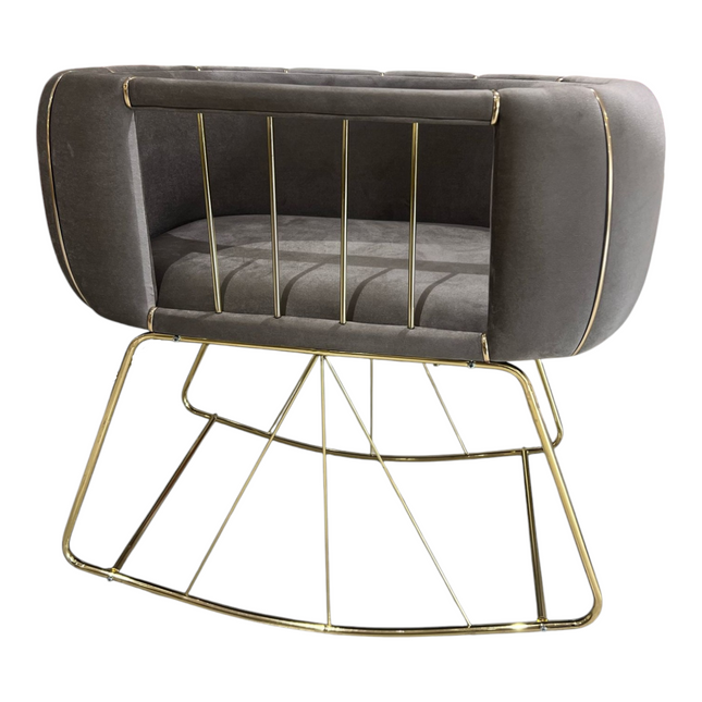 💤 Berço de veludo luxuoso feito à mão – Design elegante e moderno – Cor marrom com detalhes dourados💤