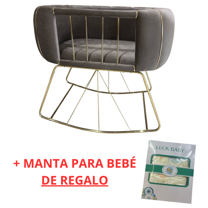 💤 Berço de veludo luxuoso feito à mão – Design elegante e moderno – Cor marrom com detalhes dourados💤