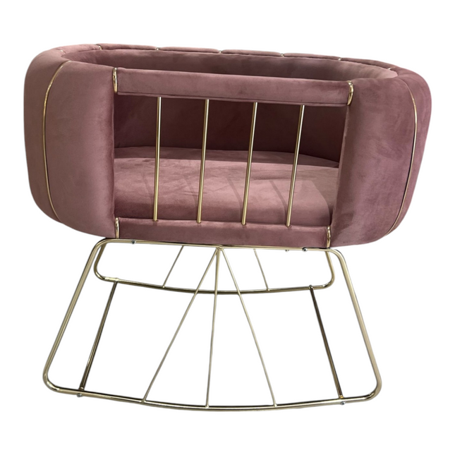 💤 Berço de veludo luxuoso feito à mão – Design elegante e moderno – Rosa com detalhes dourados💤