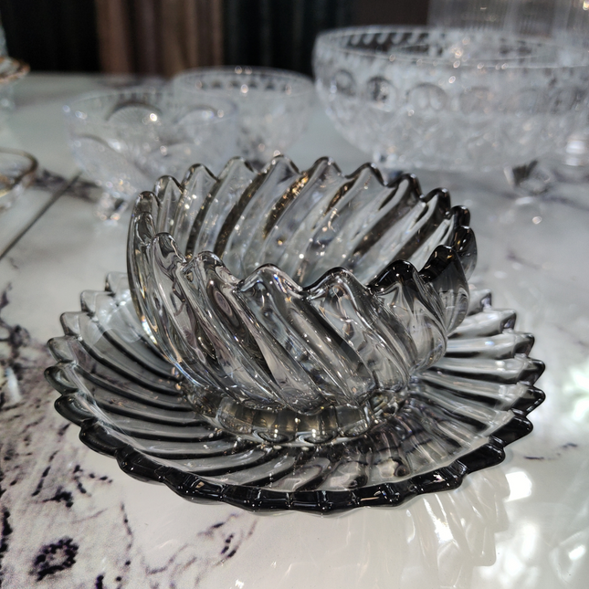 Set of 6 Glass Bowls with Saucer – High Quality (12 Pieces)