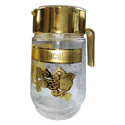 Conjunto de Jarra + 6 Copos com Detalhes Dourados