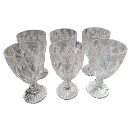 Set de 6 Copas de Vidrio con Diseño Tallado – 330 ml