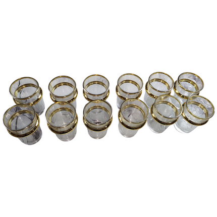 Conjunto de 12 Copos de Chá – Elegância em Ouro