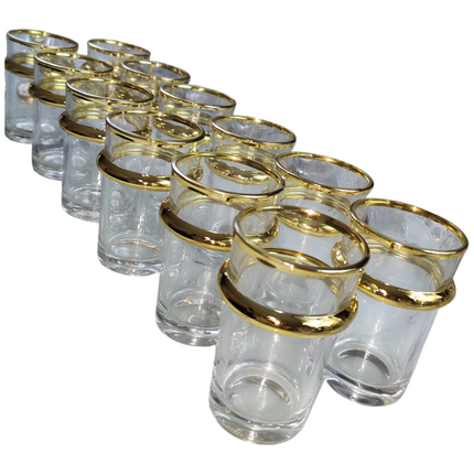 Conjunto de 12 Copos de Chá – Elegância em Ouro