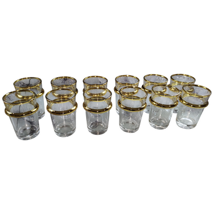 Conjunto de 12 Copos de Chá – Elegância em Ouro