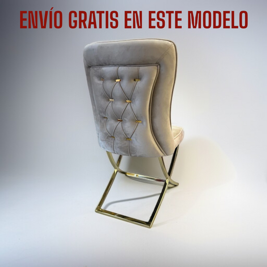 CLOWERV03 beige velvet dining chair with gold metal legs
