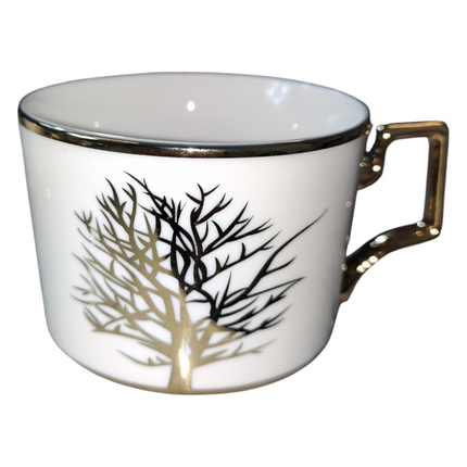 🌳 Conjunto de 6 xícaras com pires – Design Golden Tree ✨