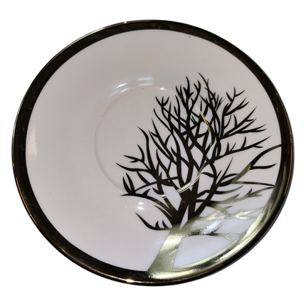 🌳 Conjunto de 6 xícaras com pires – Design Golden Tree ✨