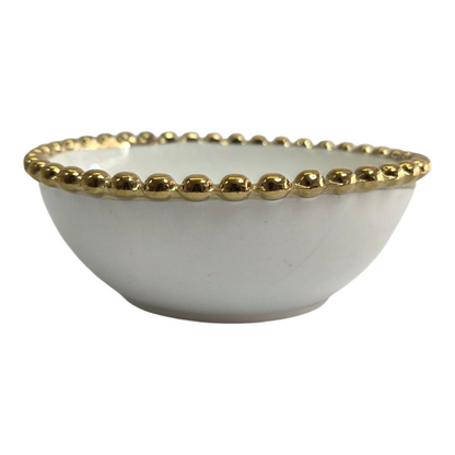 🟡Cuenco Blanco con Borde Dorado Ø 12,5cm – Elegancia Clásica para Tu Mesa