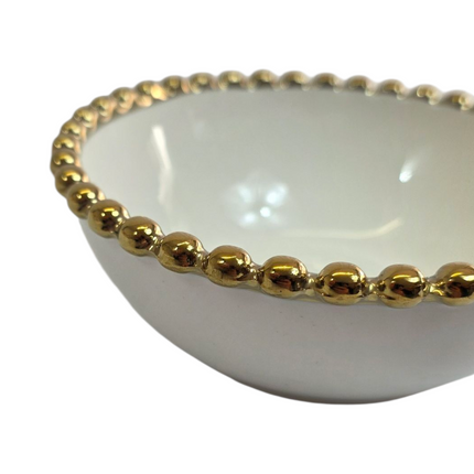 🟡Cuenco Blanco con Borde Dorado Ø 12,5cm – Elegancia Clásica para Tu Mesa