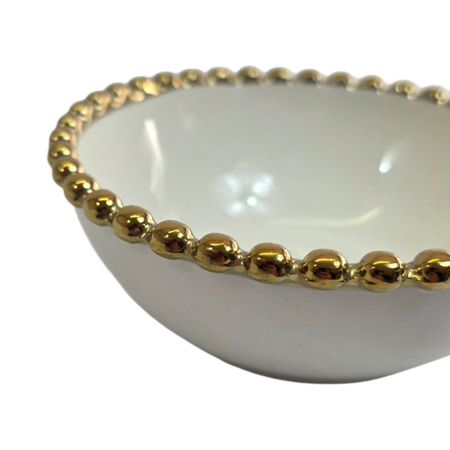 🟡Cuenco Blanco con Borde Dorado Ø 12,5cm – Elegancia Clásica para Tu Mesa