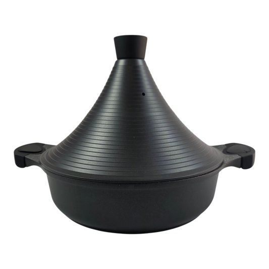 Tajine Tradicional 28 cm Color Negro para Todo Tipo de Cocinas | Olla Antiadherente con Tapa Cónica | Cocción Uniforme y Saludable