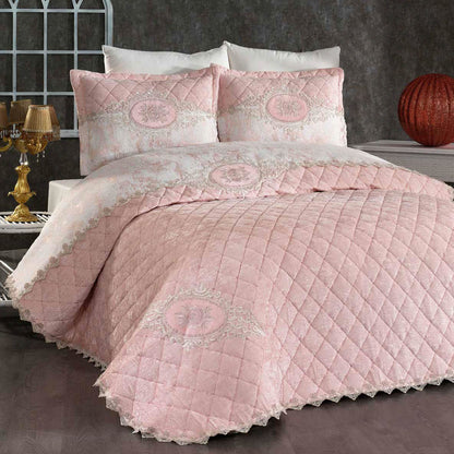 Set de Cama de Lujo "Marianna" – Cubrecama Acolchado con Encaje