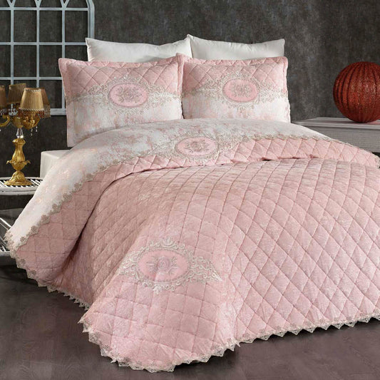 Marianna Luxury Bedding Set – Quilted Bedspread with Lace