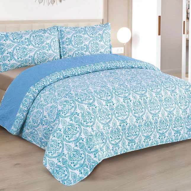Edredom Boutis para primavera e verão, liso reversível em dois tons - MODELO FLOWER