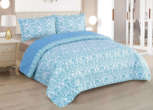 Boutis Quilt for Spring and Summer, Two-Tone Reversible Plain - FLOWER MODEL