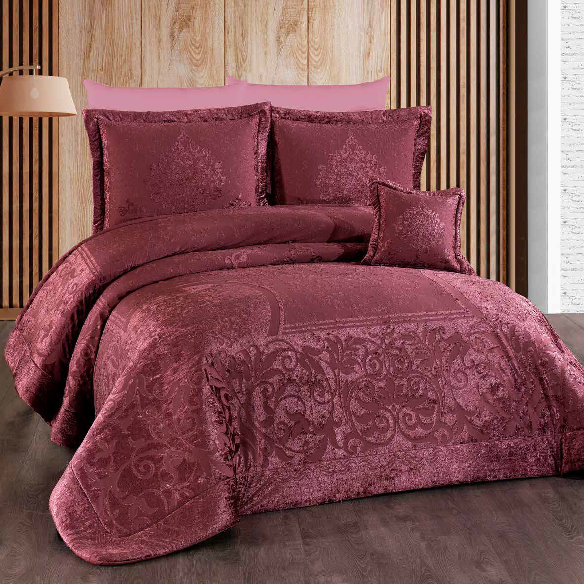 Colcha e Edredom Valeria – Elegância e Conforto em 3 Cores, Conjunto de 4 Peças (270x270 cm)